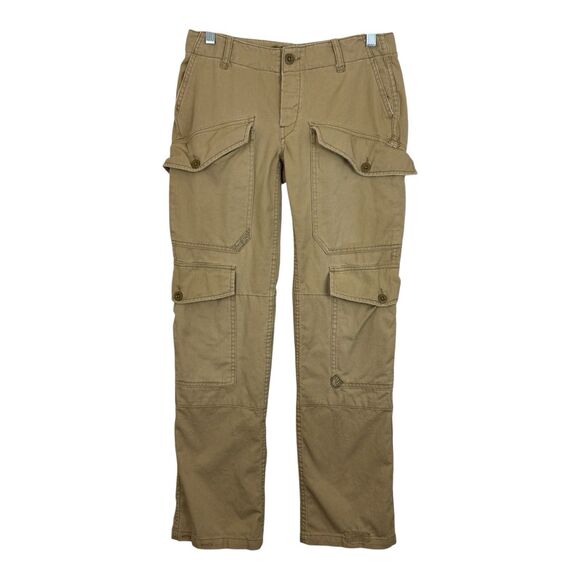 Ralph Lauren VTG Cargo Khaki Pants Sz 2 Low Rise Reconstructed Pocket Button Hem - Picture 1 of 10